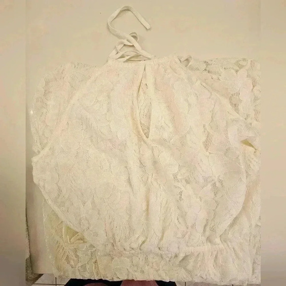 Abercrombie & Fitch Cream Floral Lace Halter Dress Flowy Feminine Fairy - Picture 11 of 11